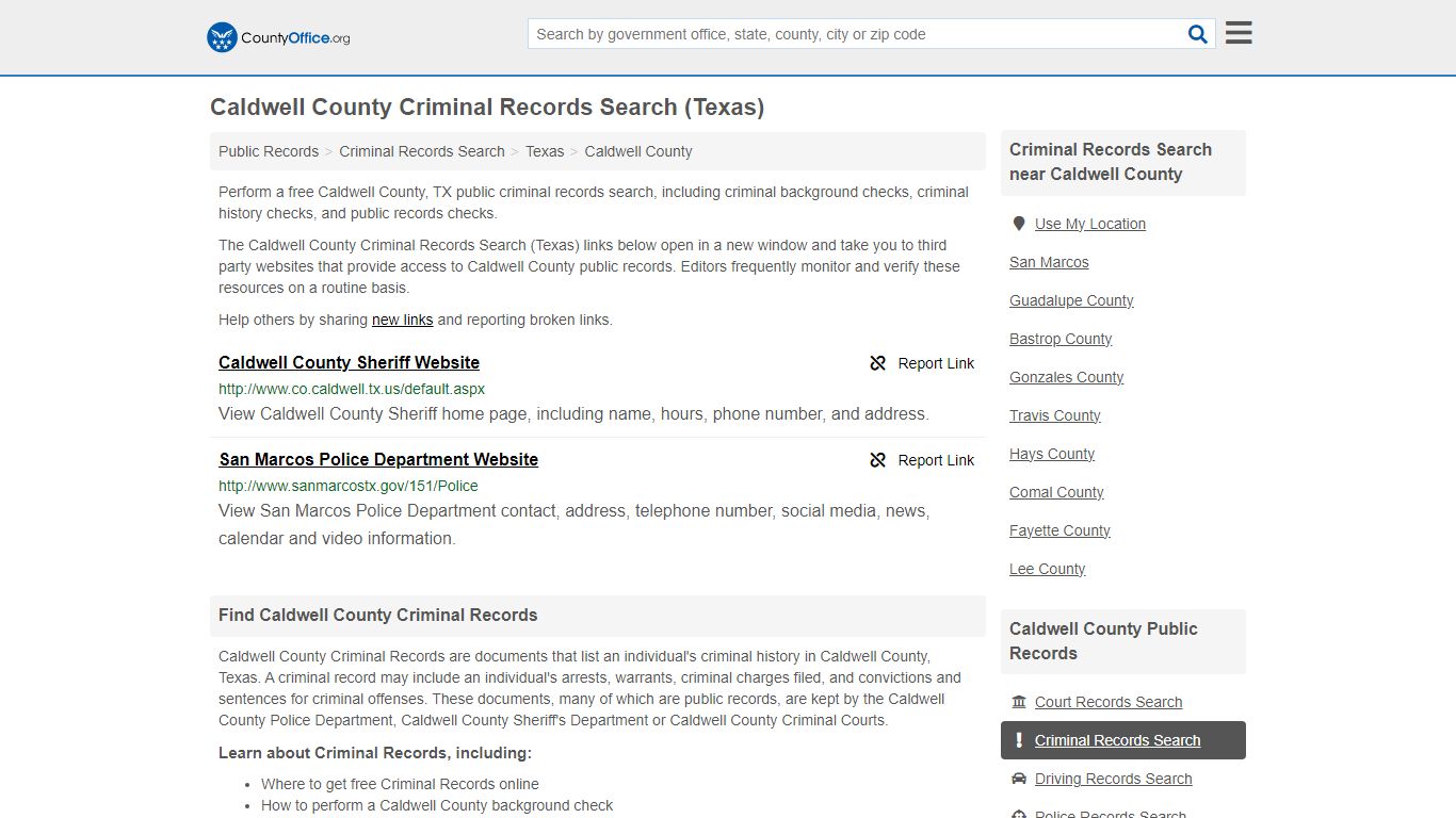 Caldwell County Criminal Records Search (Texas) - County Office